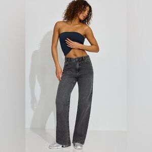 Garage Black Straight-Leg Jeans with Raw Hem